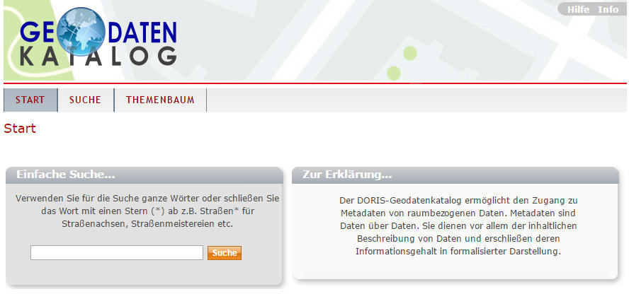 Screenshot Geodatenkatalog